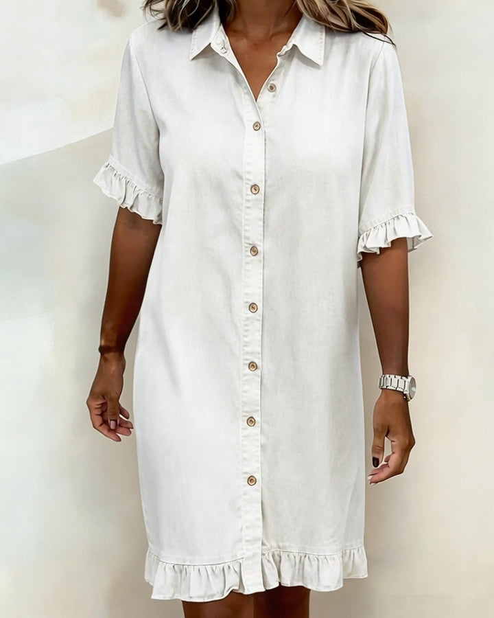 Ondine | Robe en denim confortable avec drapé flatteur