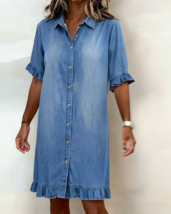 Ondine | Robe en denim confortable avec drapé flatteur
