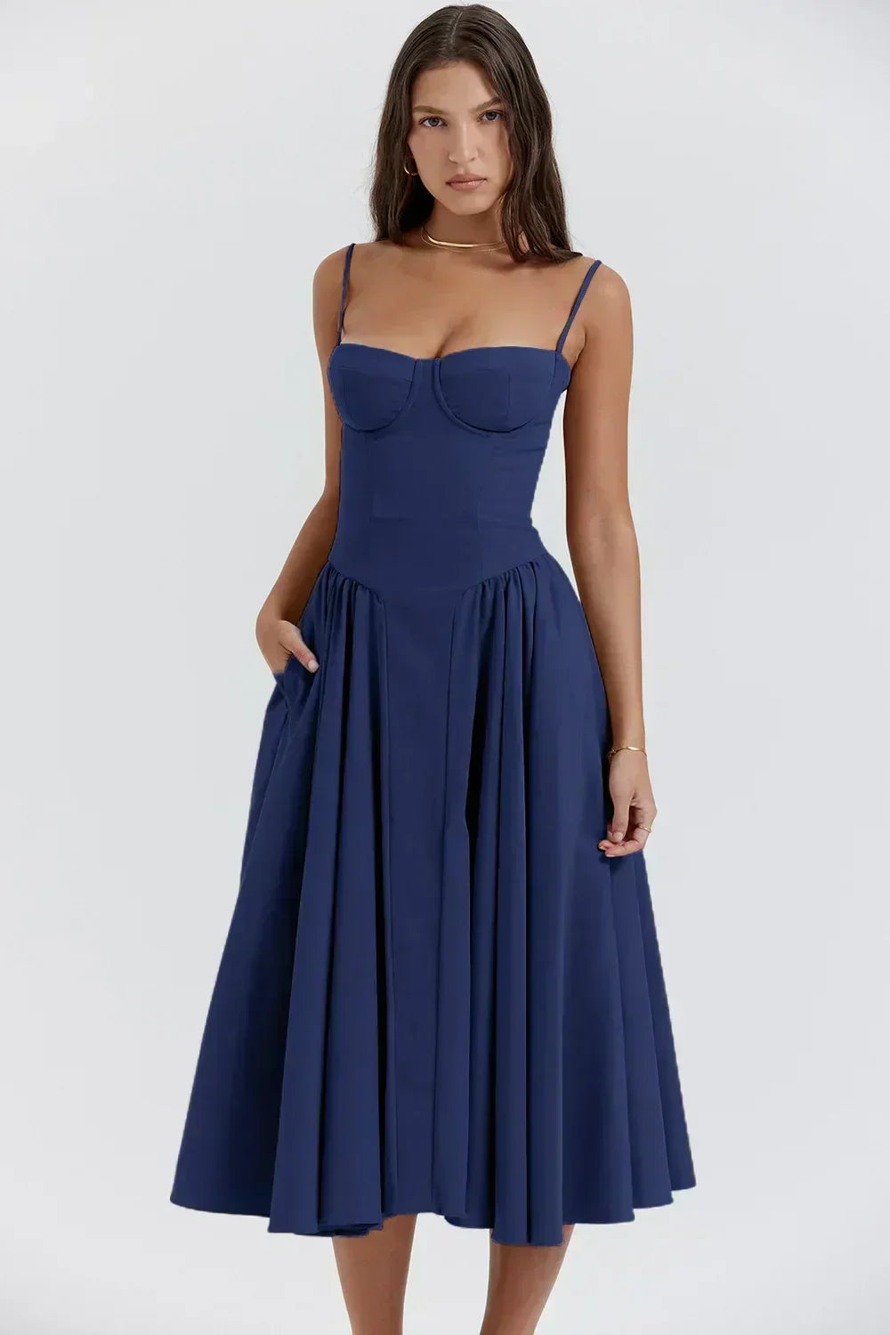 Lucette | Robe Midi Bustier Sans Manches