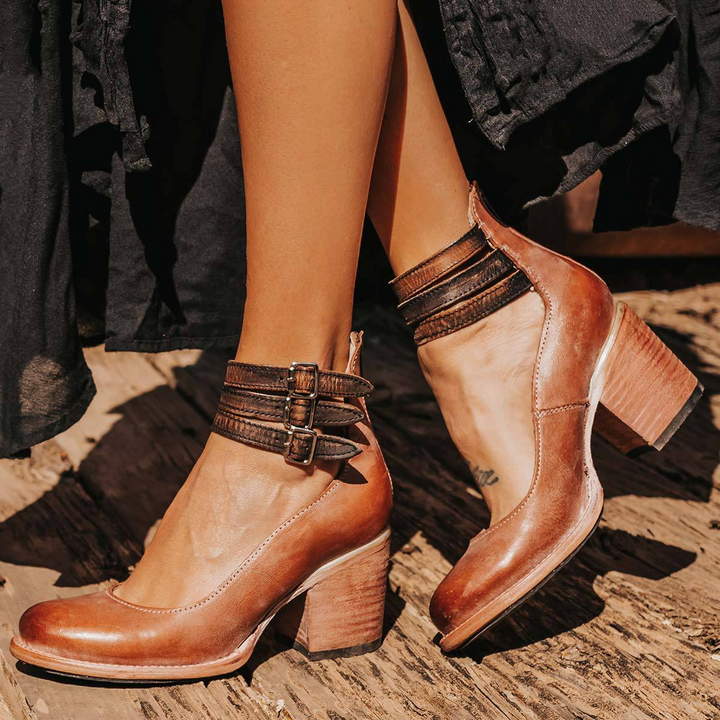 Amandine | Talons hauts avec plusieurs brides et semelle épaisse
