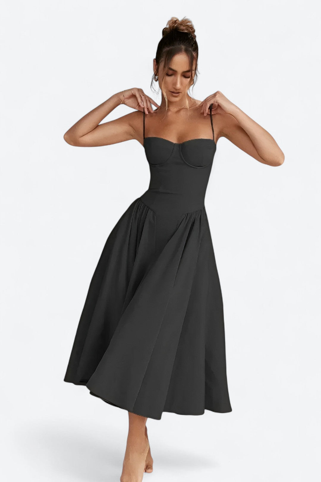 Lucette | Robe Midi Bustier Sans Manches