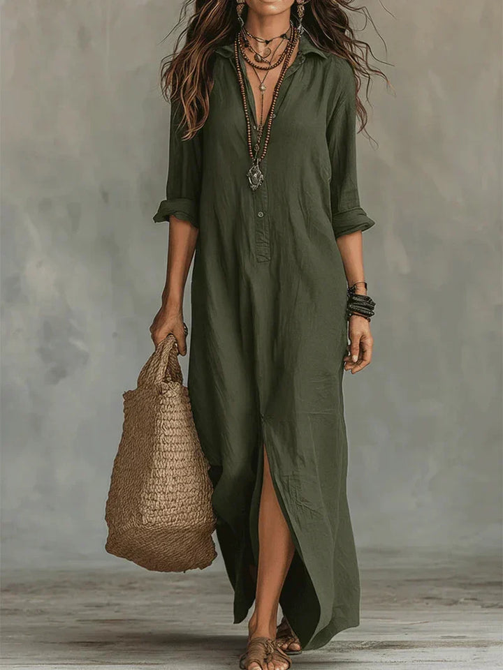 Dorine | Robe Maxi Effortless avec une Silhouette Flatteuse, Polyvalente pour un Usage Quotidien