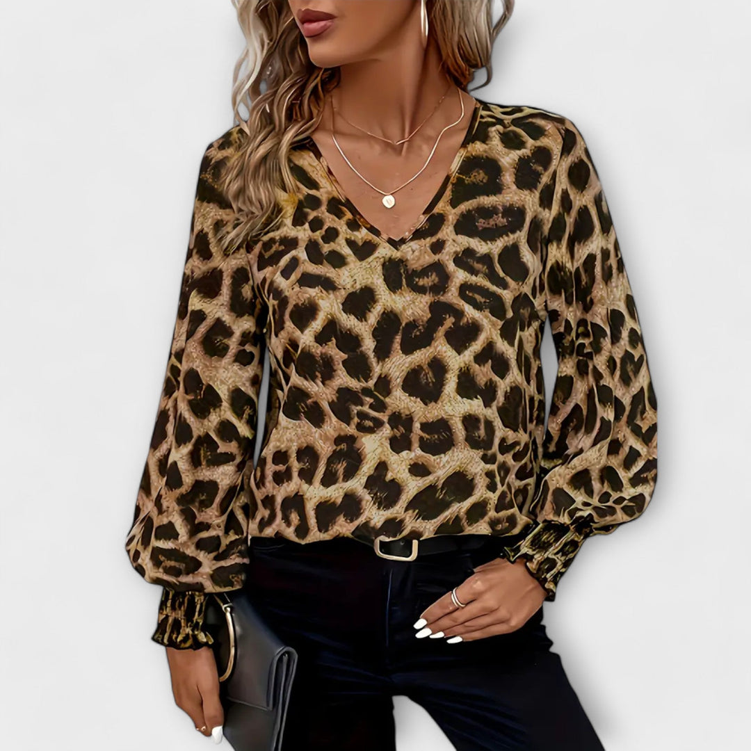 Fernande | Blouse élégante à imprimé léopard