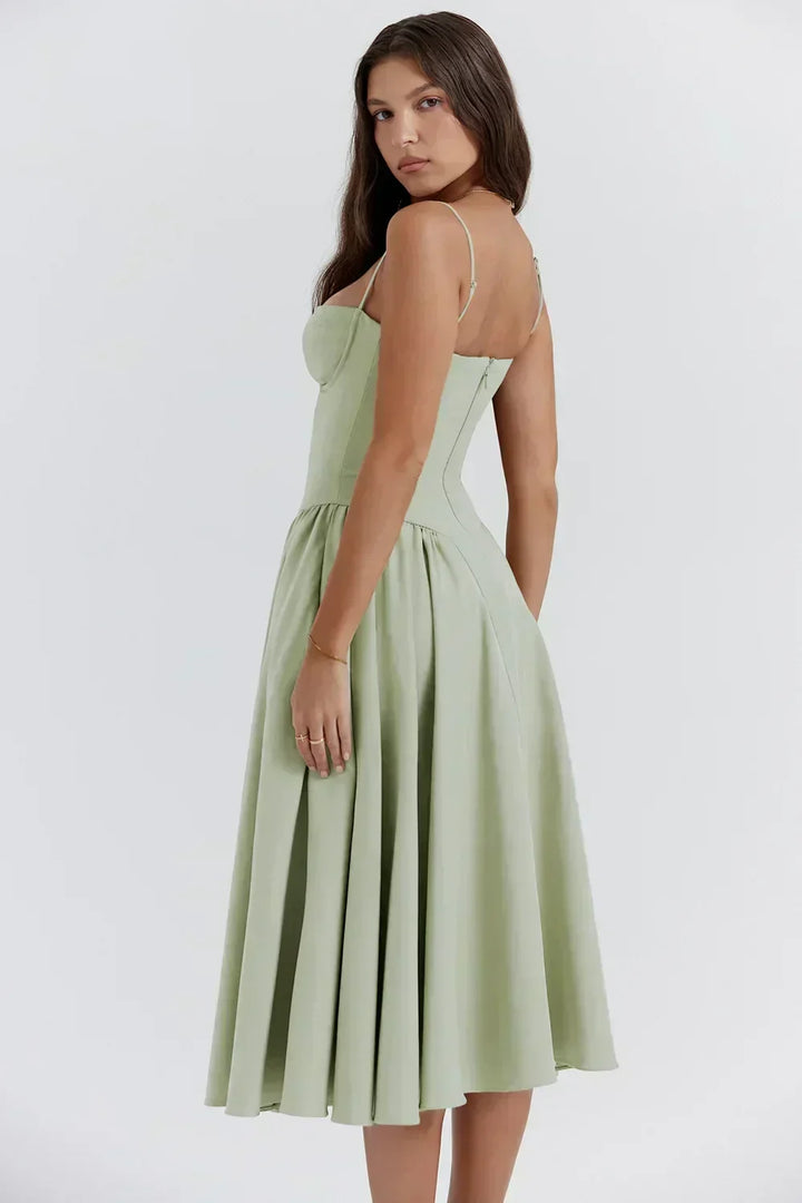 Lucette | Robe Midi Bustier Sans Manches