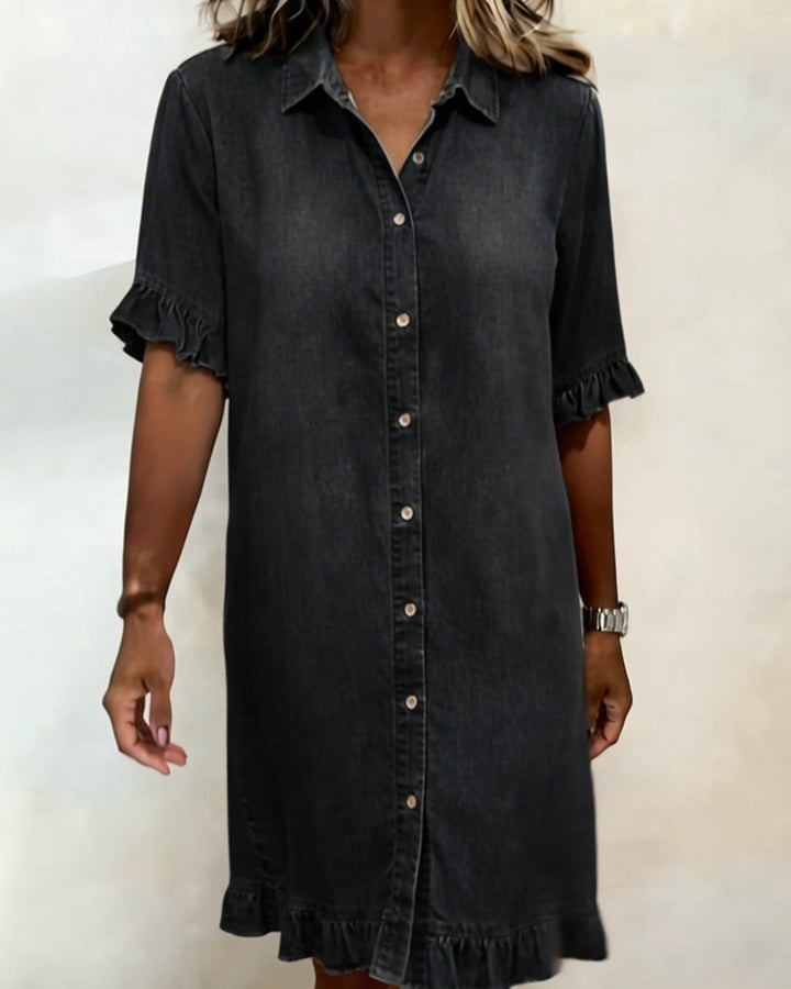 Ondine | Robe en denim confortable avec drapé flatteur