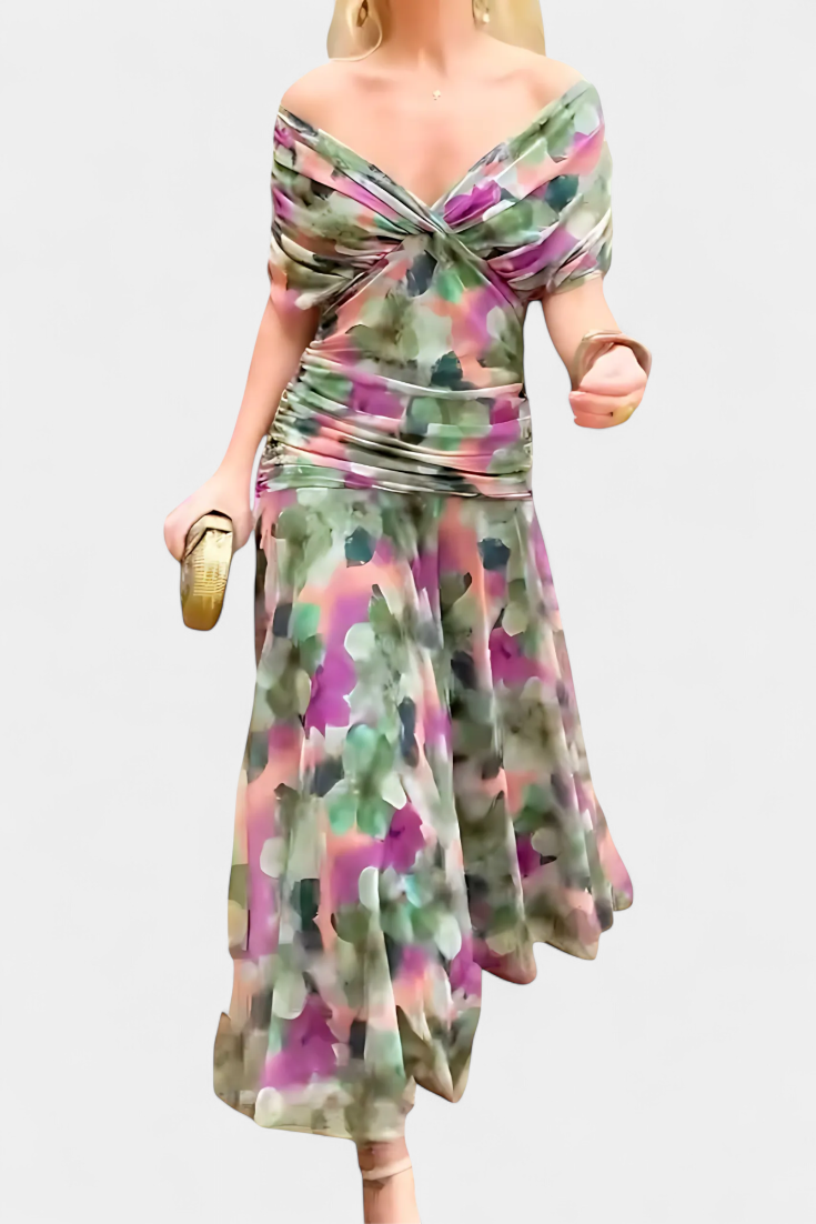 Émeline | Robe Longue Fleurie avec Décolleté en V