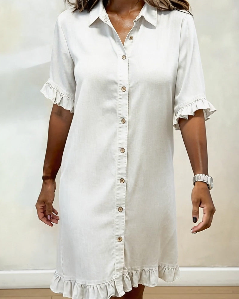 Ondine | Robe en denim confortable avec drapé flatteur