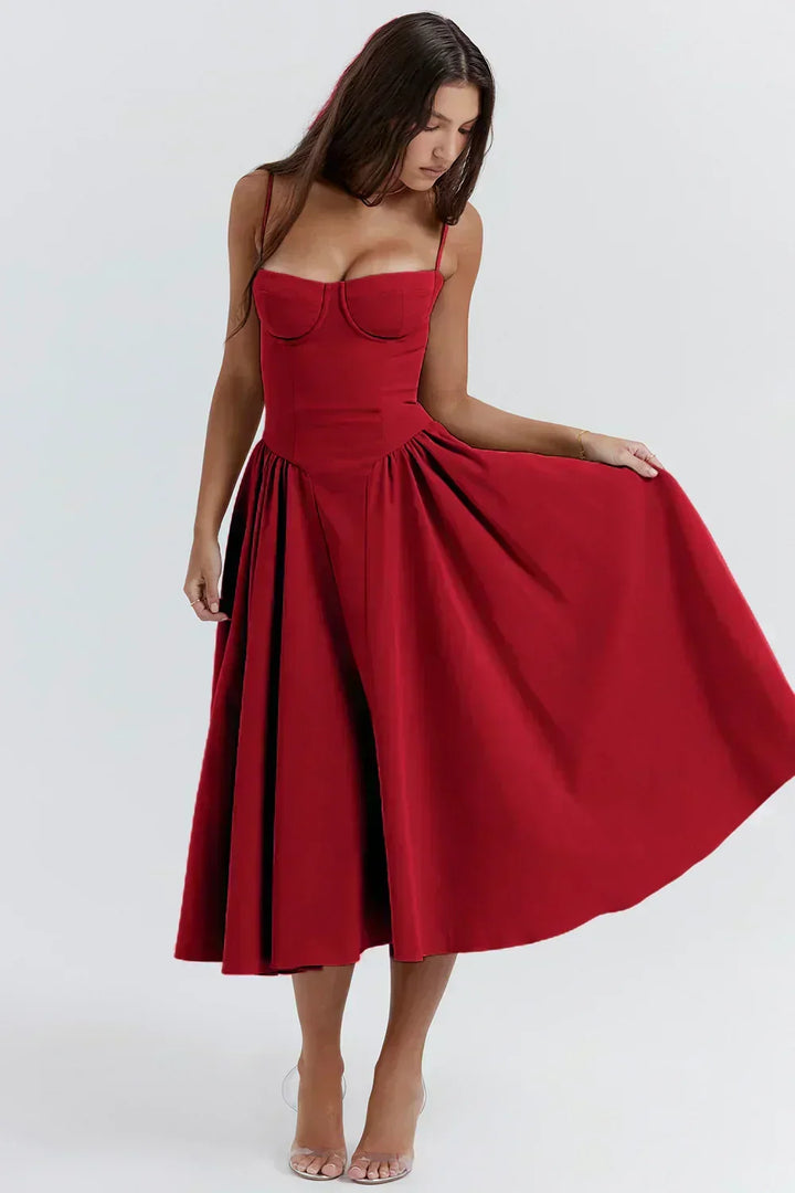 Lucette | Robe Midi Bustier Sans Manches