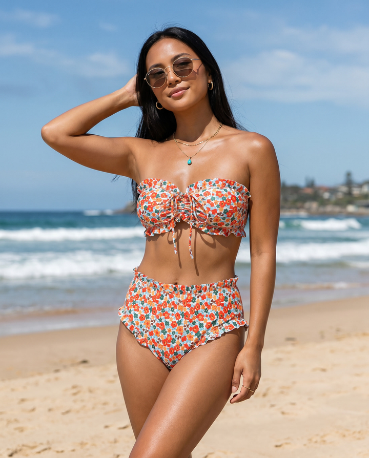 Bikini Floral Sans Bretelles