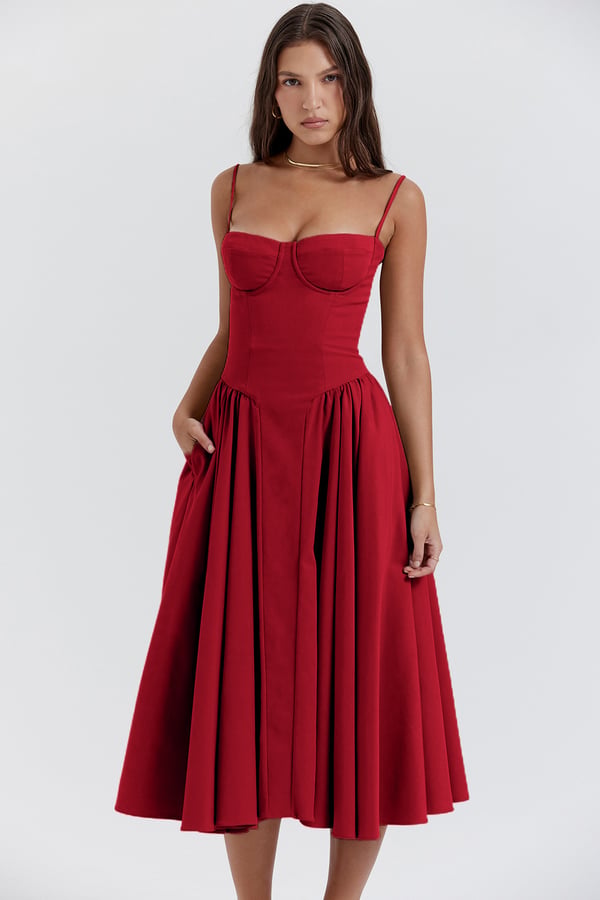 Lucette | Robe Midi Bustier Sans Manches