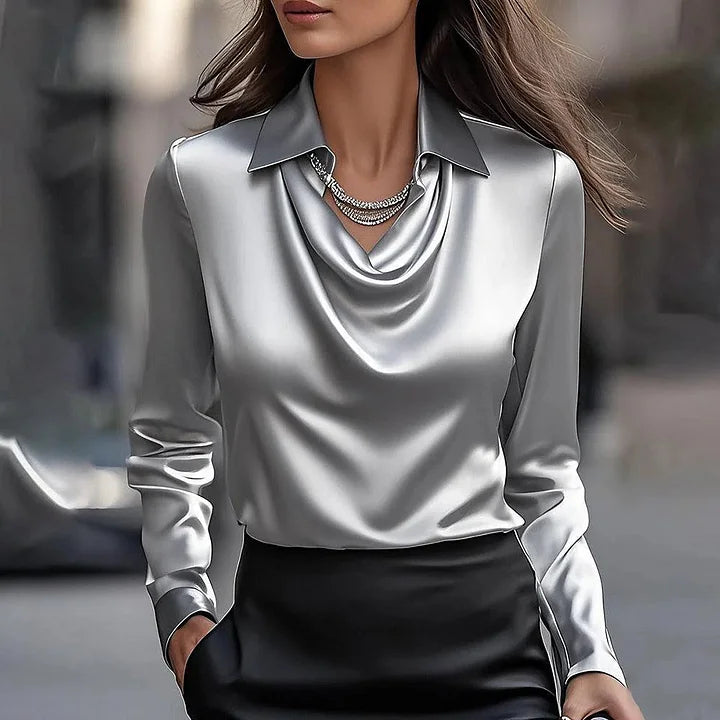 Wilhelmine | Blouse en Satin Luxueuse avec Col Doux