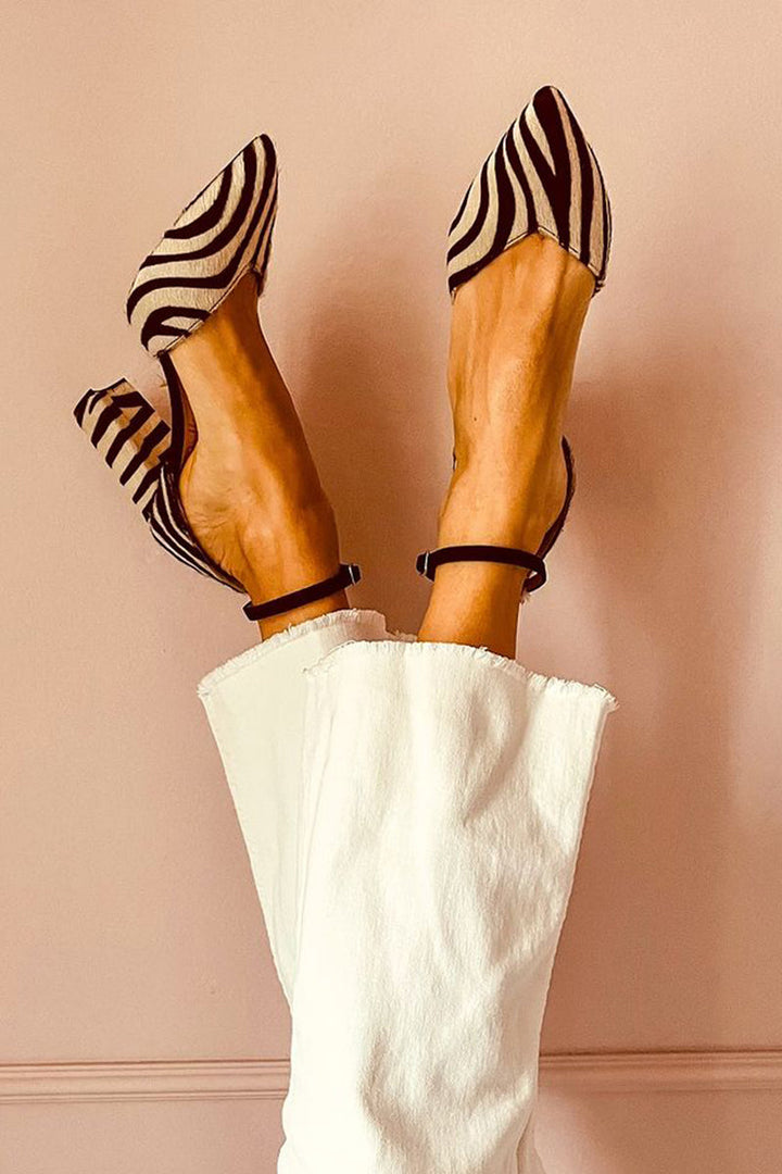 Coralie | Sandales à talons moyens avec motif zèbre