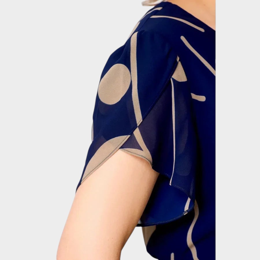 Philippine | ROBE MIDI EN CHIFFON À POIS MARINE
