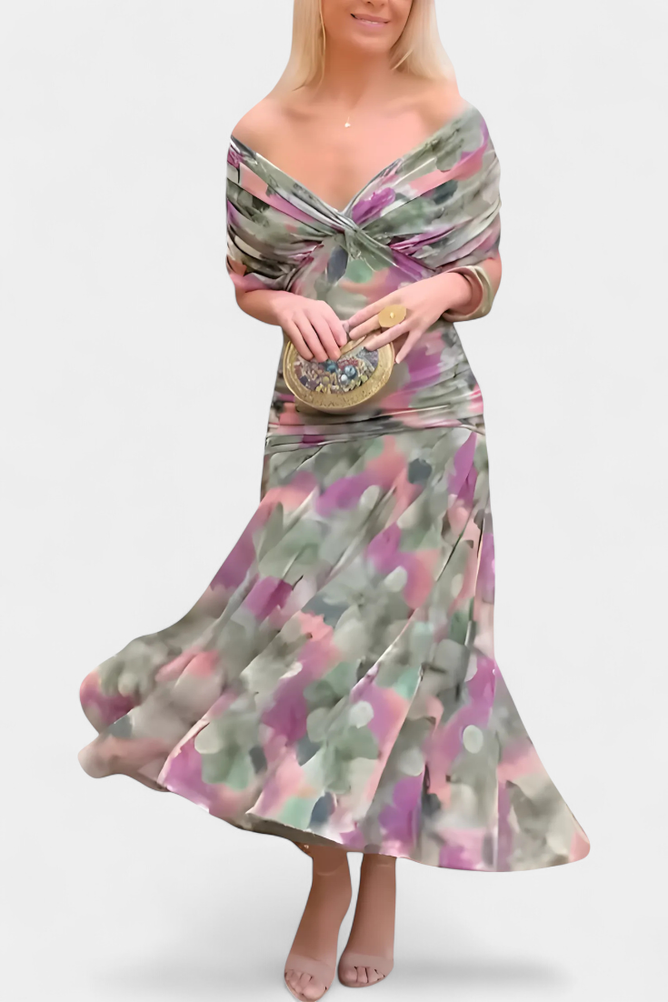 Émeline | Robe Longue Fleurie avec Décolleté en V