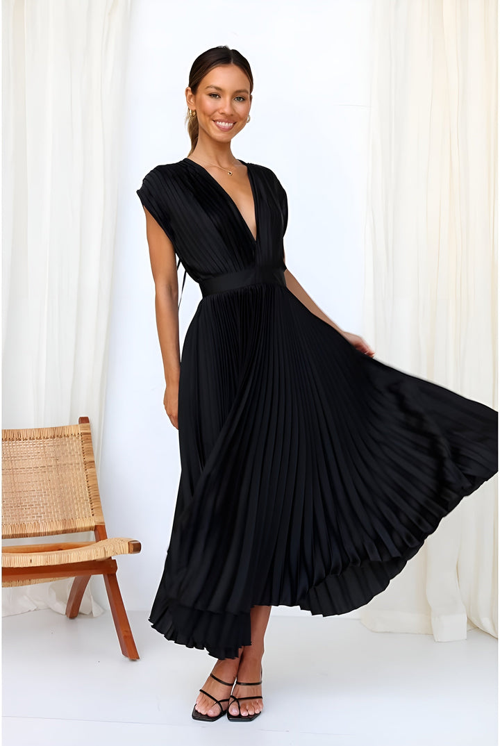 Noélie | Robe sans manches avec plis et fermeture éclair