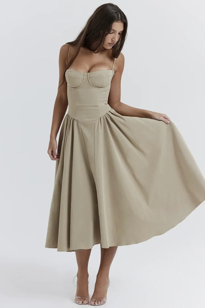 Lucette | Robe Midi Bustier Sans Manches