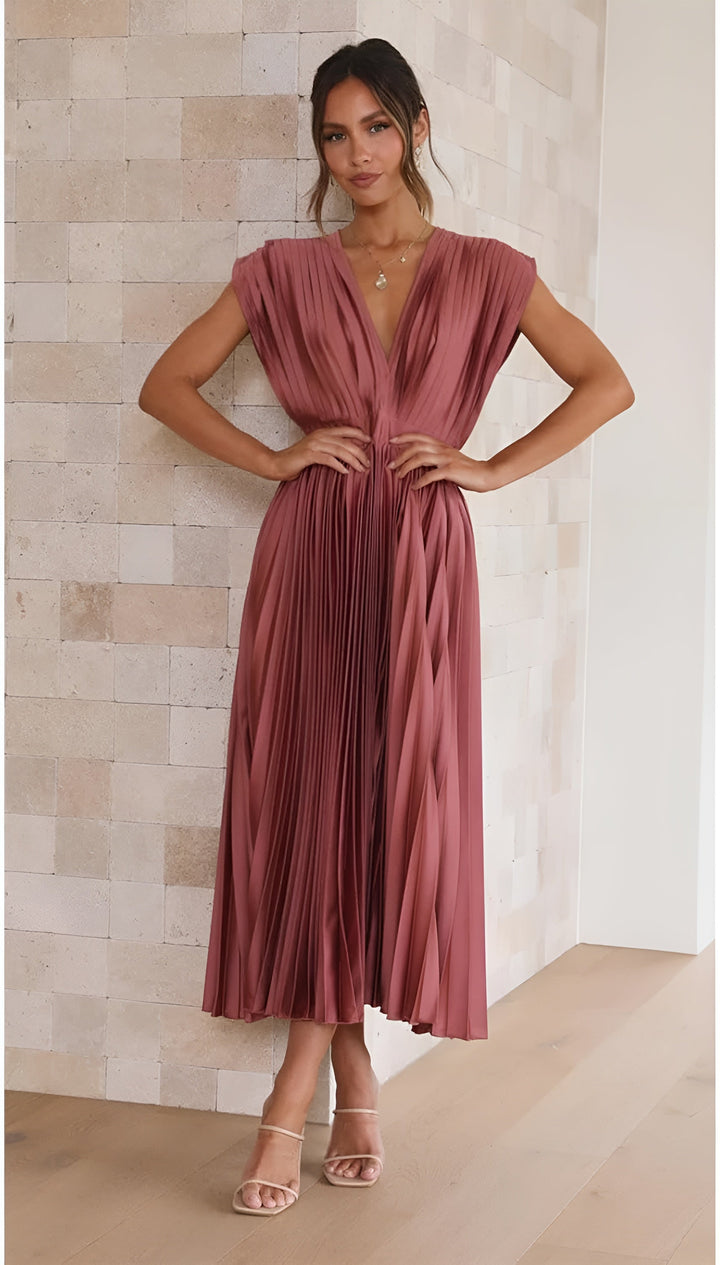 Noélie | Robe sans manches avec plis et fermeture éclair