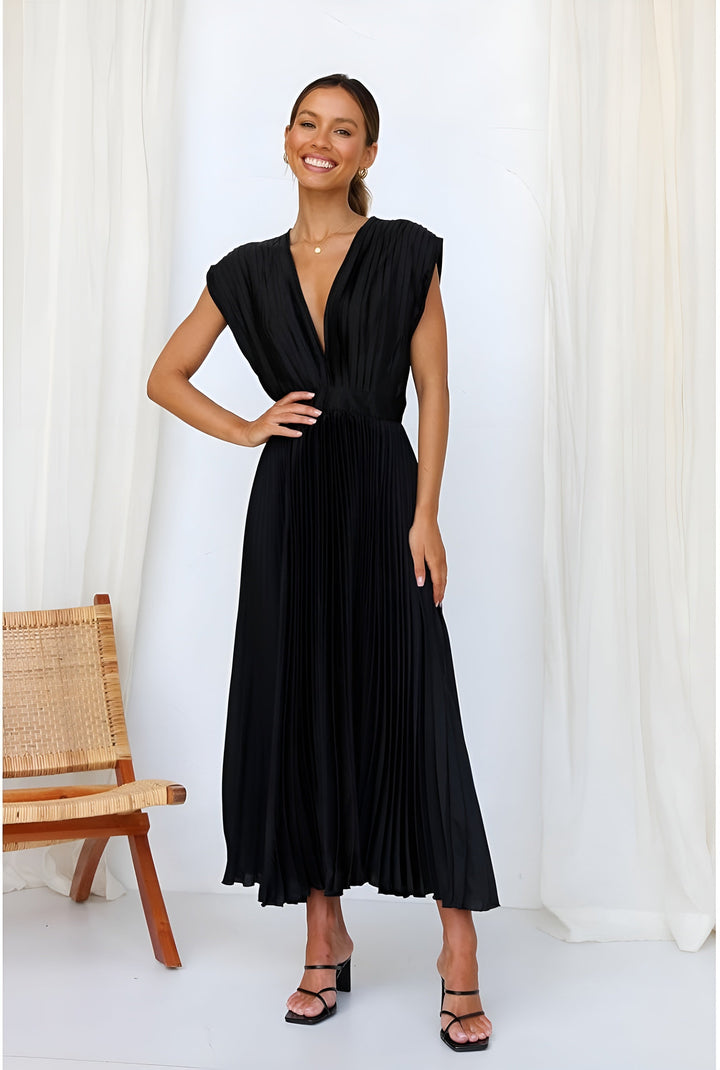 Noélie | Robe sans manches avec plis et fermeture éclair