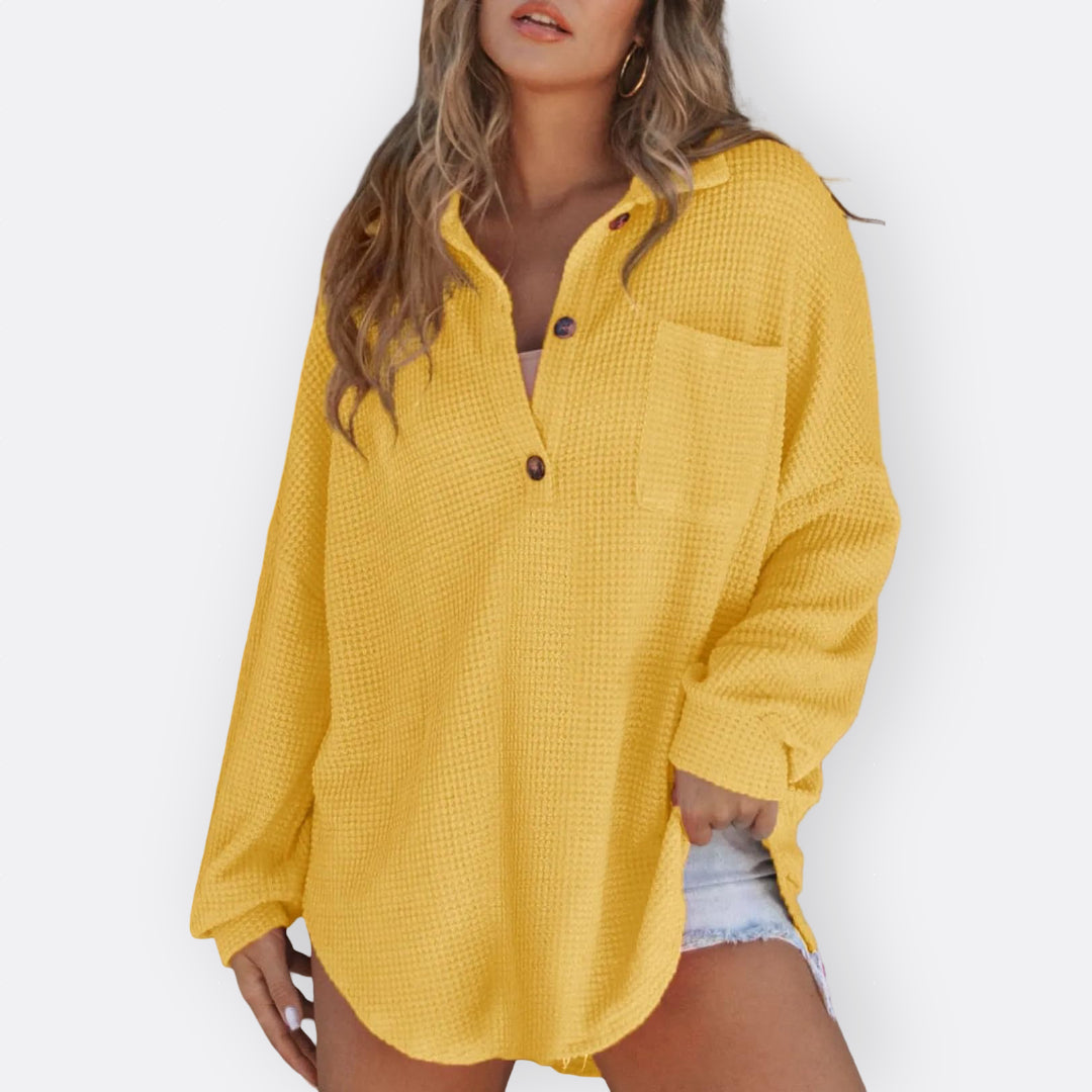 Marion | Blouse Tunique Légère avec Décolleté en V et Boutons