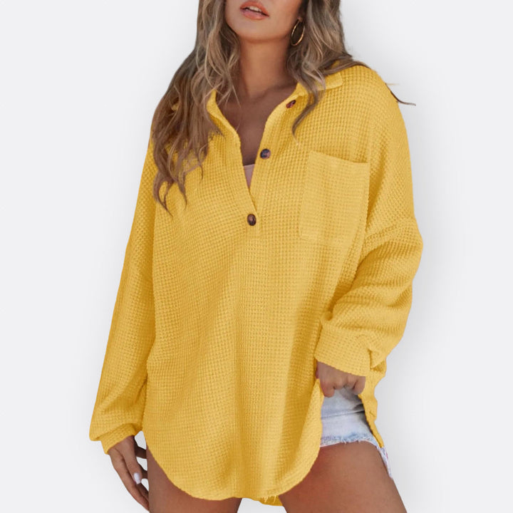 Marion | Blouse Tunique Légère avec Décolleté en V et Boutons