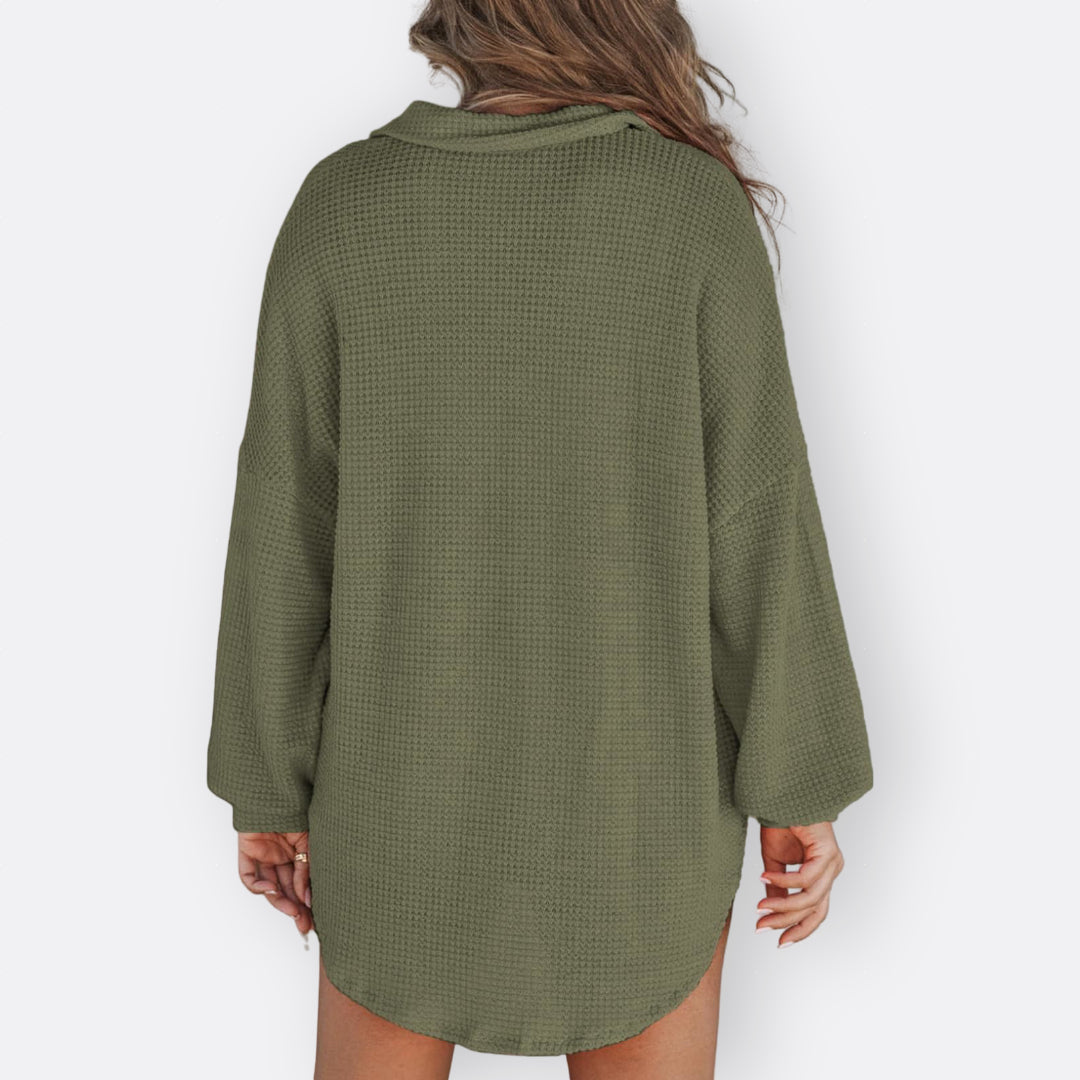 Marion | Blouse Tunique Légère avec Décolleté en V et Boutons