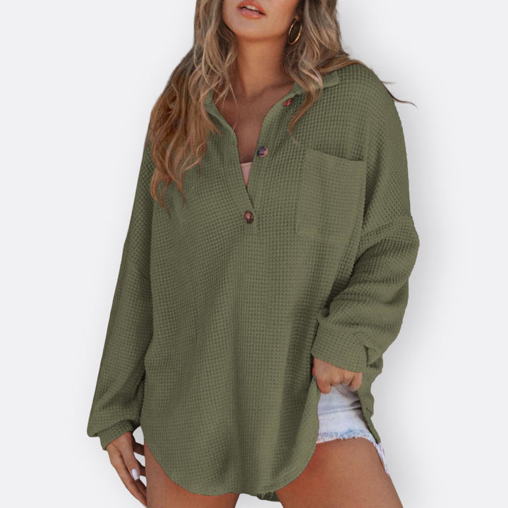 Marion | Blouse Tunique Légère avec Décolleté en V et Boutons