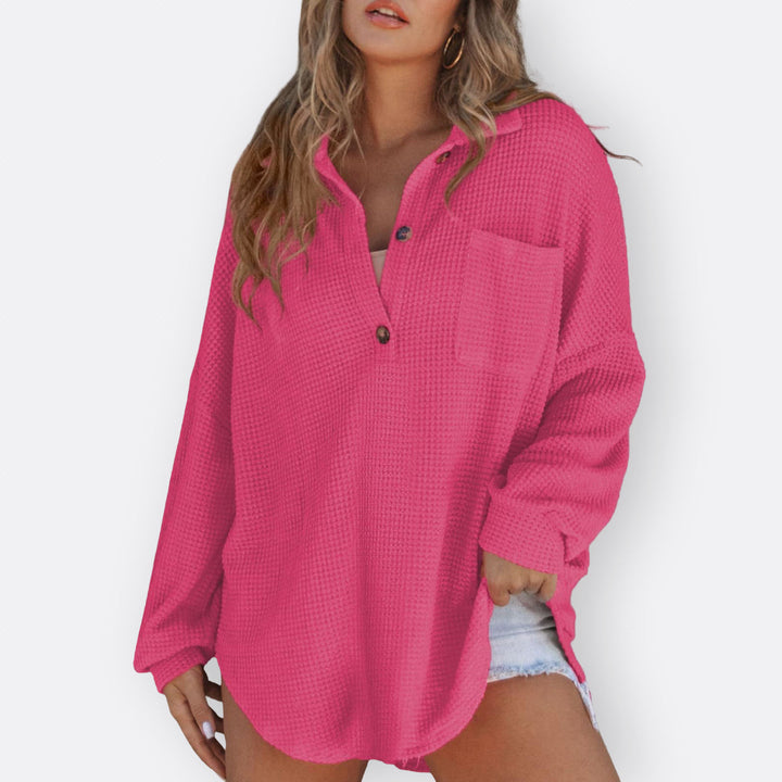 Marion | Blouse Tunique Légère avec Décolleté en V et Boutons