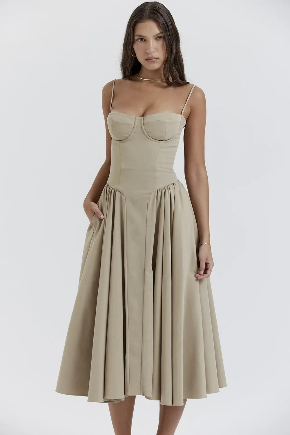 Lucette | Robe Midi Bustier Sans Manches