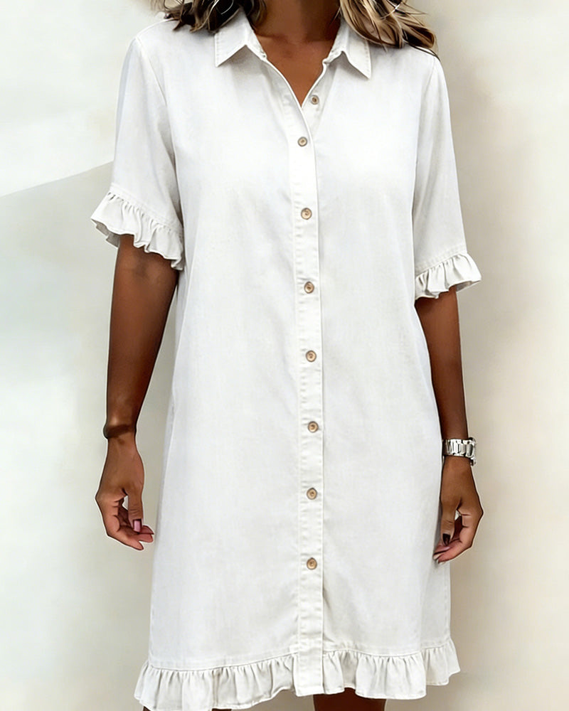 Ondine | Robe en denim confortable avec drapé flatteur