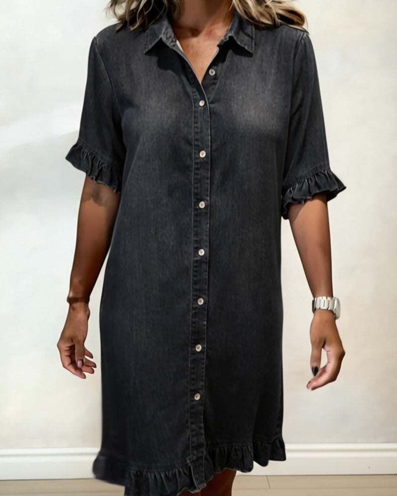 Ondine | Robe en denim confortable avec drapé flatteur