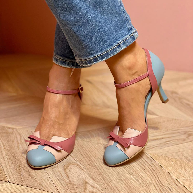 Sabine | Sandales colorées avec nœud et brides, à bout rond