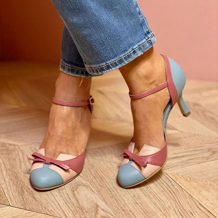 Sabine | Sandales colorées avec nœud et brides, à bout rond