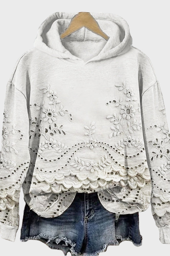 Sweat à capuche en dentelle