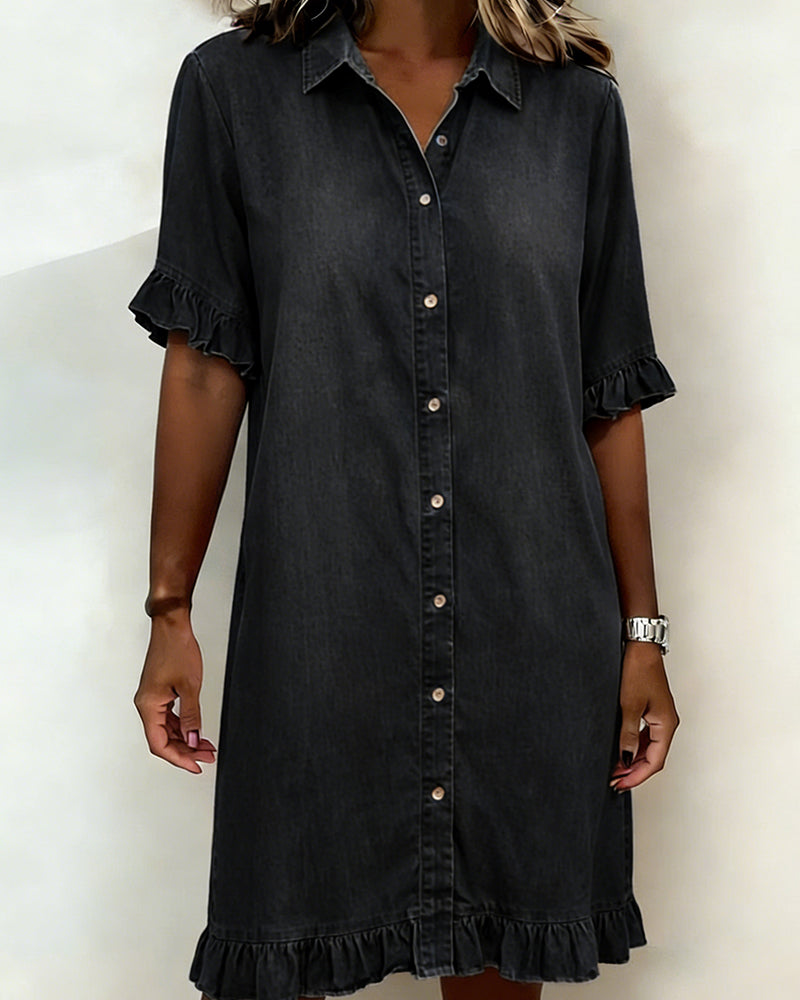 Ondine | Robe en denim confortable avec drapé flatteur