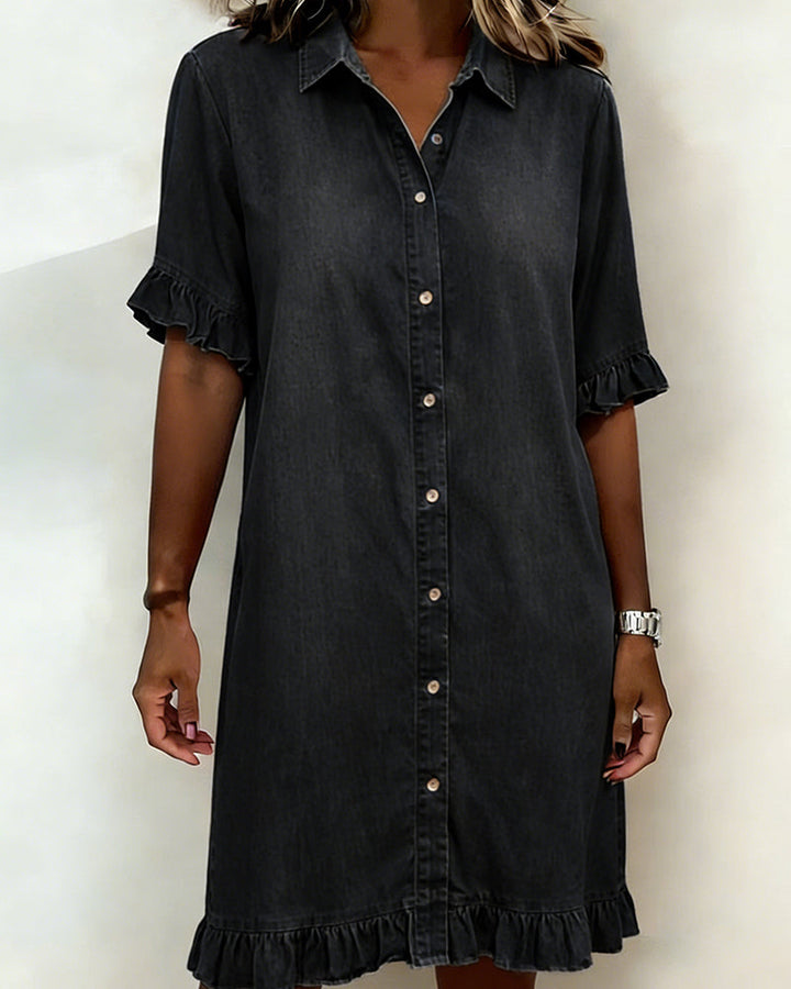 Ondine | Robe en denim confortable avec drapé flatteur