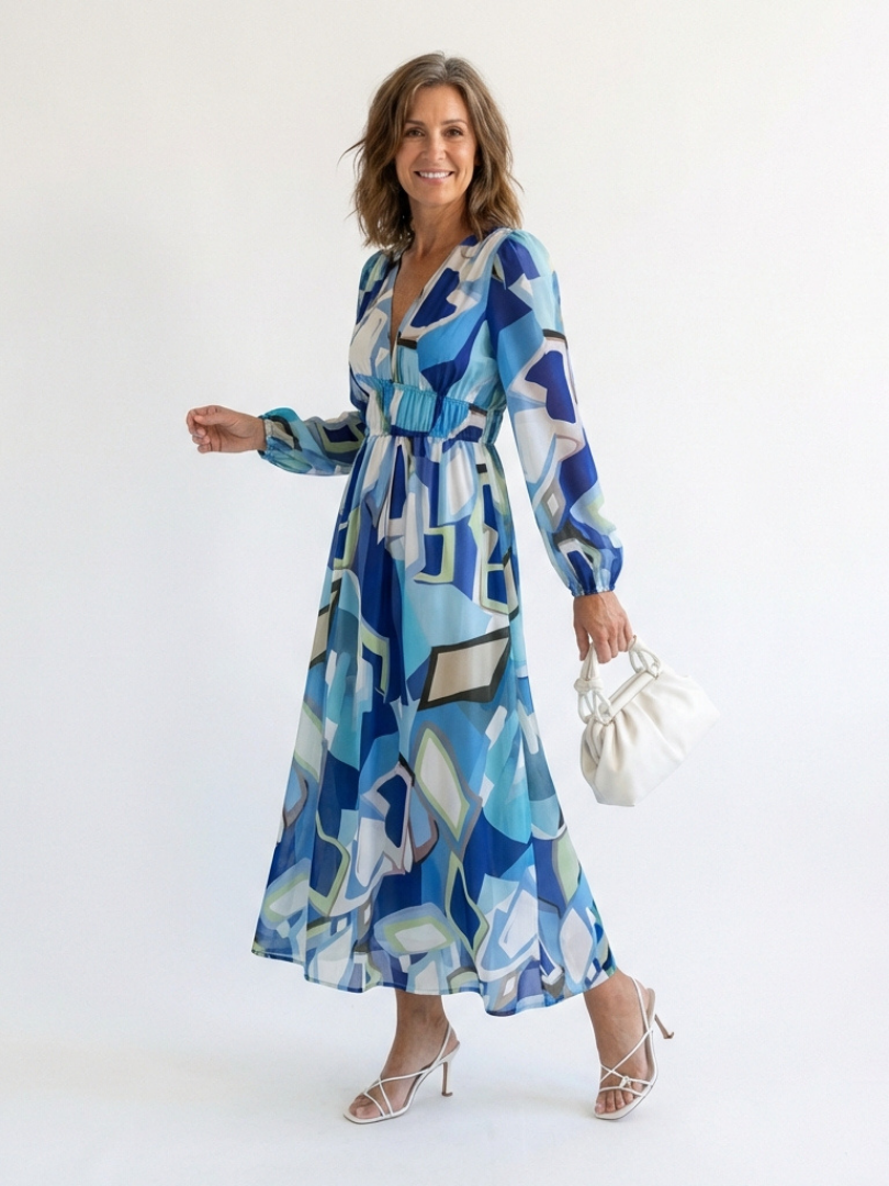Marceline | Robe Maxi Fleurie à Manches Longues