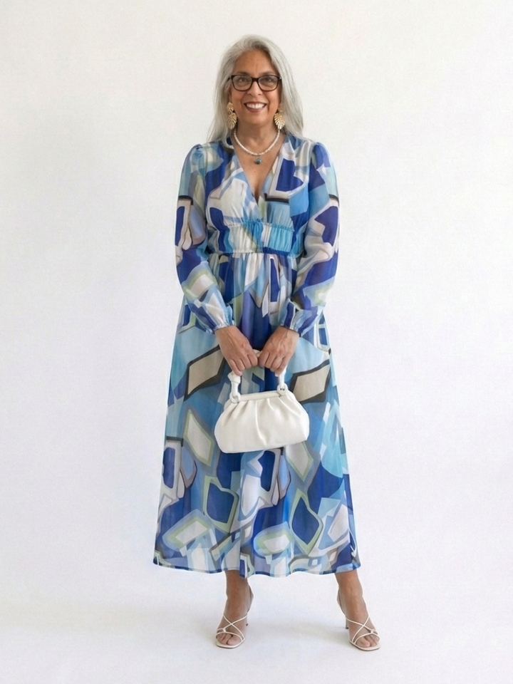 Marceline | Robe Maxi Fleurie à Manches Longues