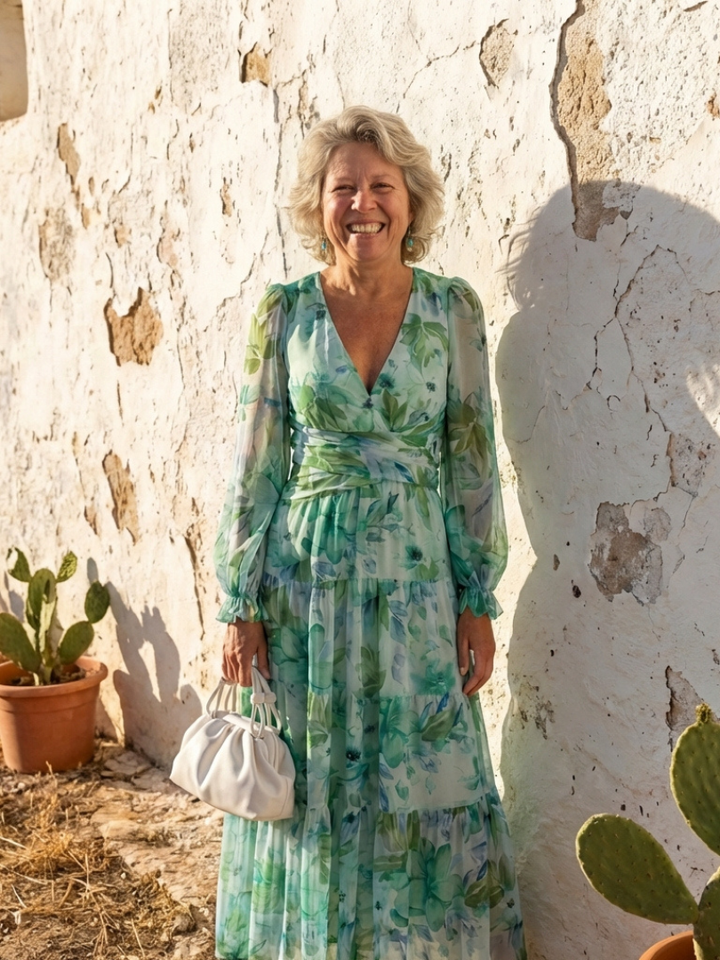 Marceline | Robe Maxi Fleurie à Manches Longues
