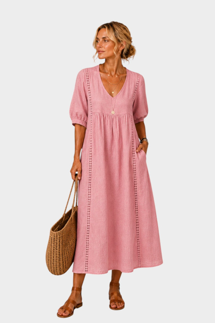 Manon | ROBE EN LIN-COTON AVEC DENTELLE