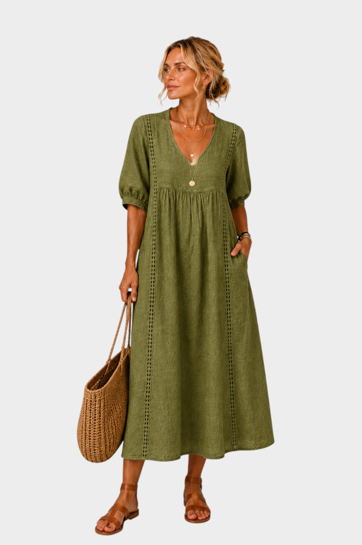 Manon | ROBE EN LIN-COTON AVEC DENTELLE