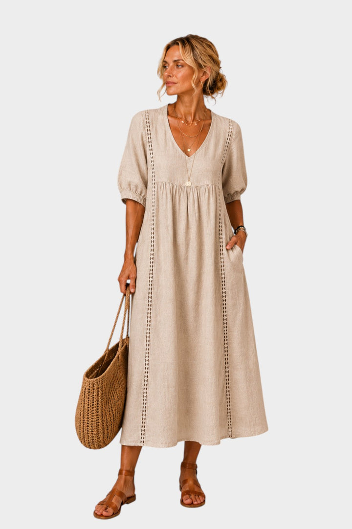 Manon | ROBE EN LIN-COTON AVEC DENTELLE