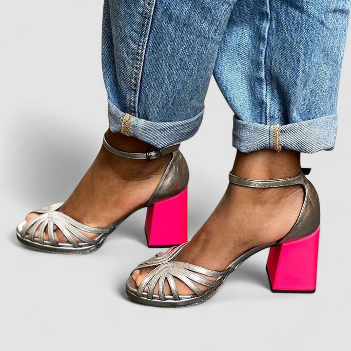 Muriel | Sandales à talons carrés brillants