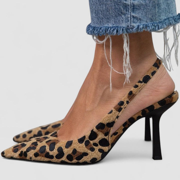 Régine | Escarpins kaki avec imprimé léopard et bout pointu