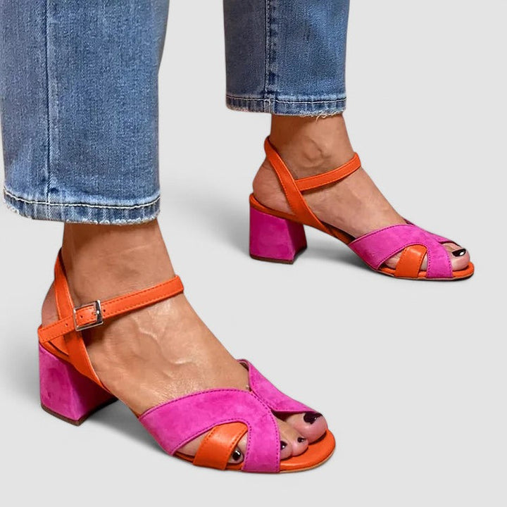 Germaine | sandales à combinaison de couleurs avec un talon confortable