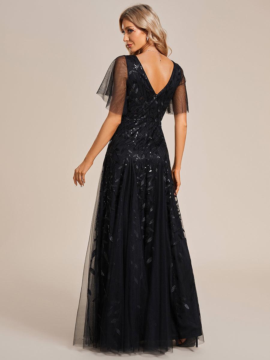 Prudence | Robe de Soirée Longue Romantique Étincelante avec Décolleté en V et Bretelles