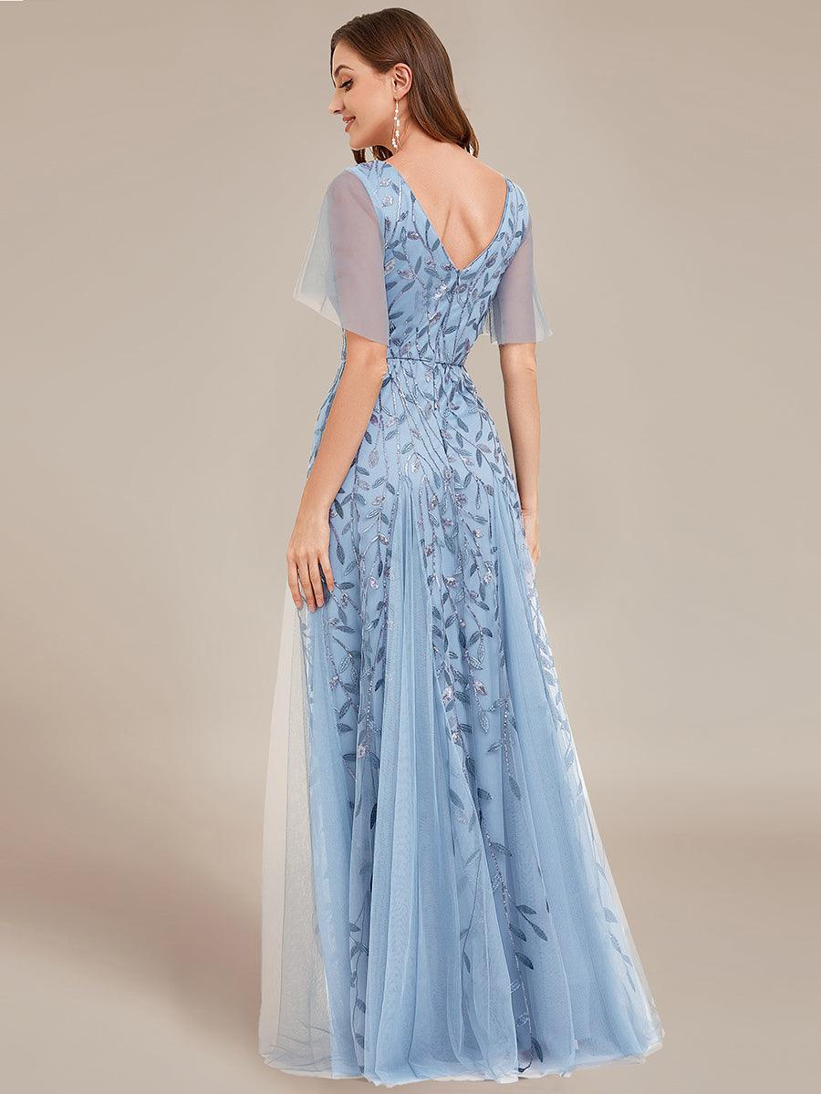 Prudence | Robe de Soirée Longue Romantique Étincelante avec Décolleté en V et Bretelles