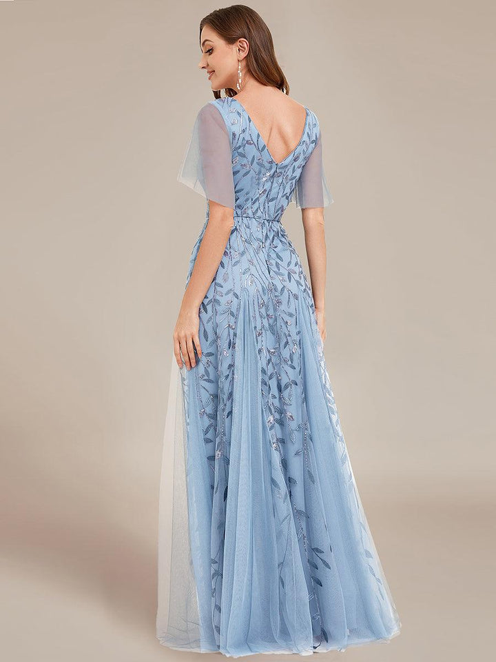Prudence | Robe de Soirée Longue Romantique Étincelante avec Décolleté en V et Bretelles