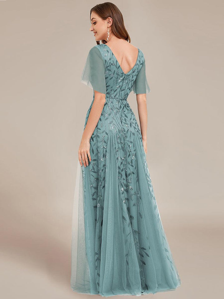 Prudence | Robe de Soirée Longue Romantique Étincelante avec Décolleté en V et Bretelles