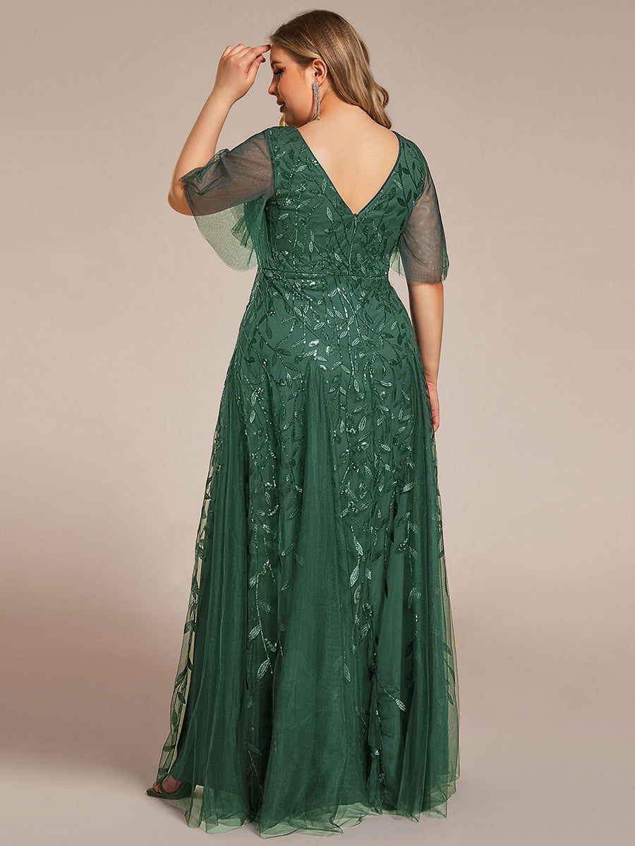 Prudence | Robe de Soirée Longue Romantique Étincelante avec Décolleté en V et Bretelles