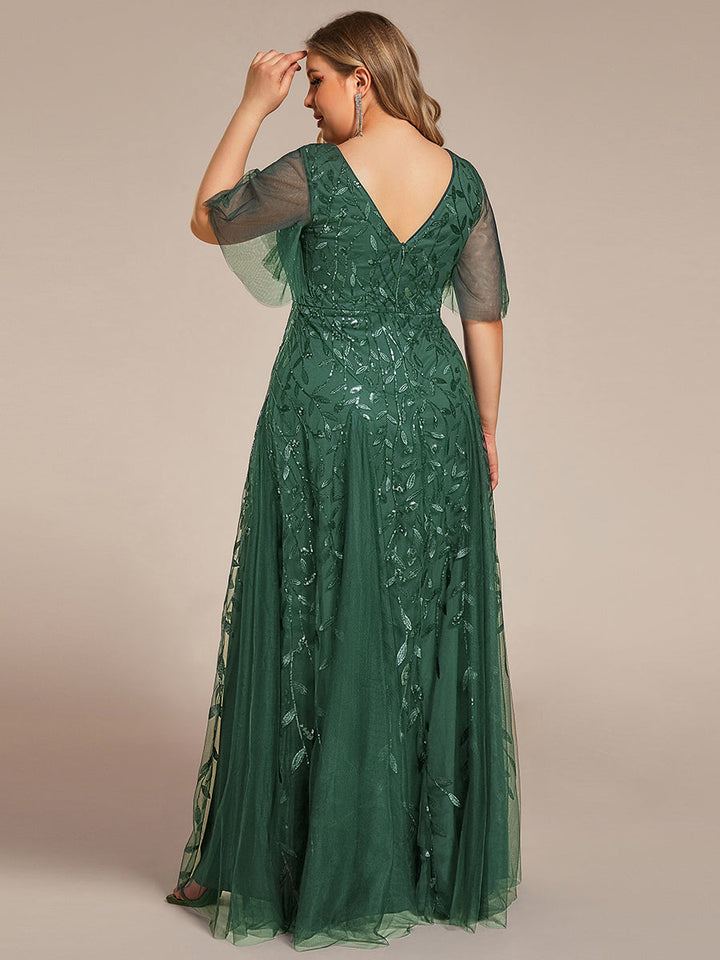 Prudence | Robe de Soirée Longue Romantique Étincelante avec Décolleté en V et Bretelles